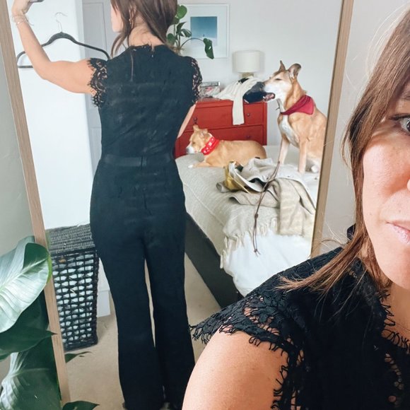 Rachel Zoe Reesa Scalloped Lace Jumpsuit, Black, 2 - Picture 12 of 12